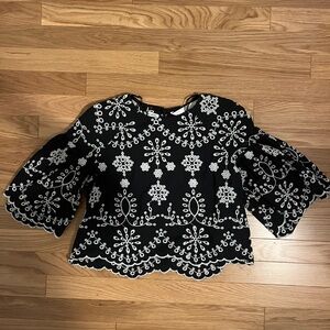 Black and white blouse with very pretty detailing